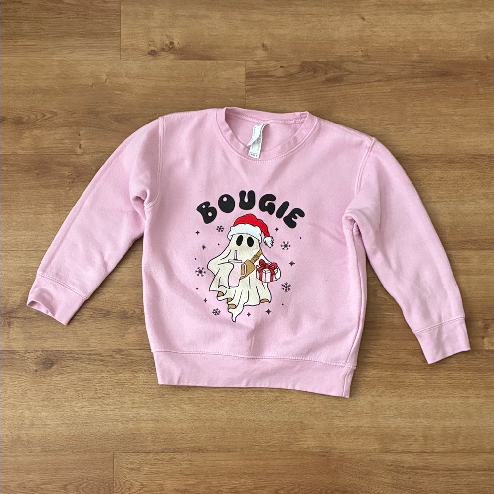 Pink Christmas Santa Ghost Graphic Sweatshirt